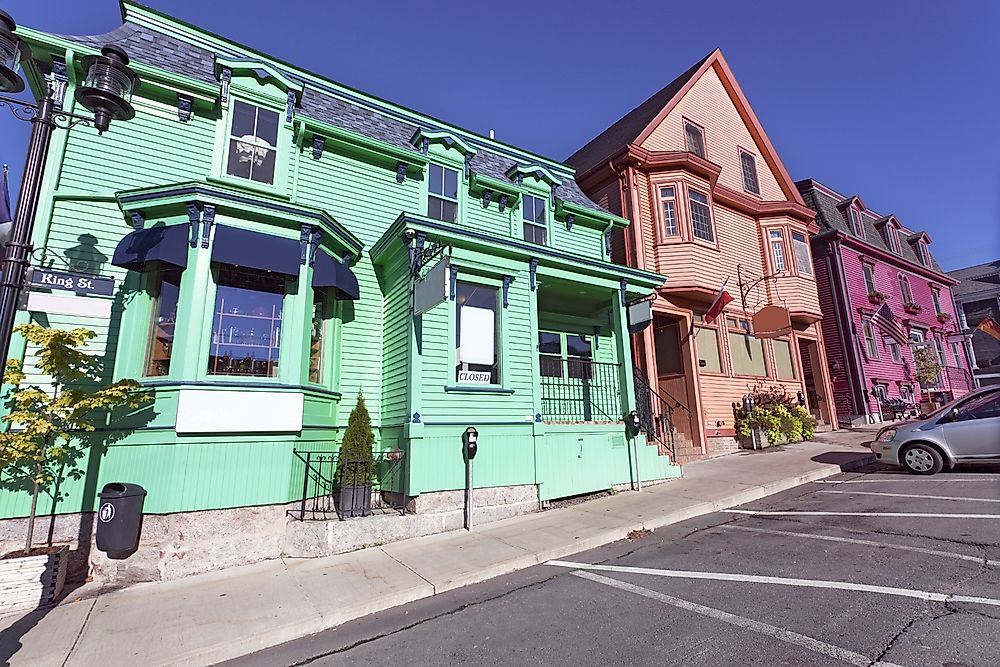 King Street in Lunenburg, Nova Scotia, Canada. Lunenburg is a World Heritage City. 