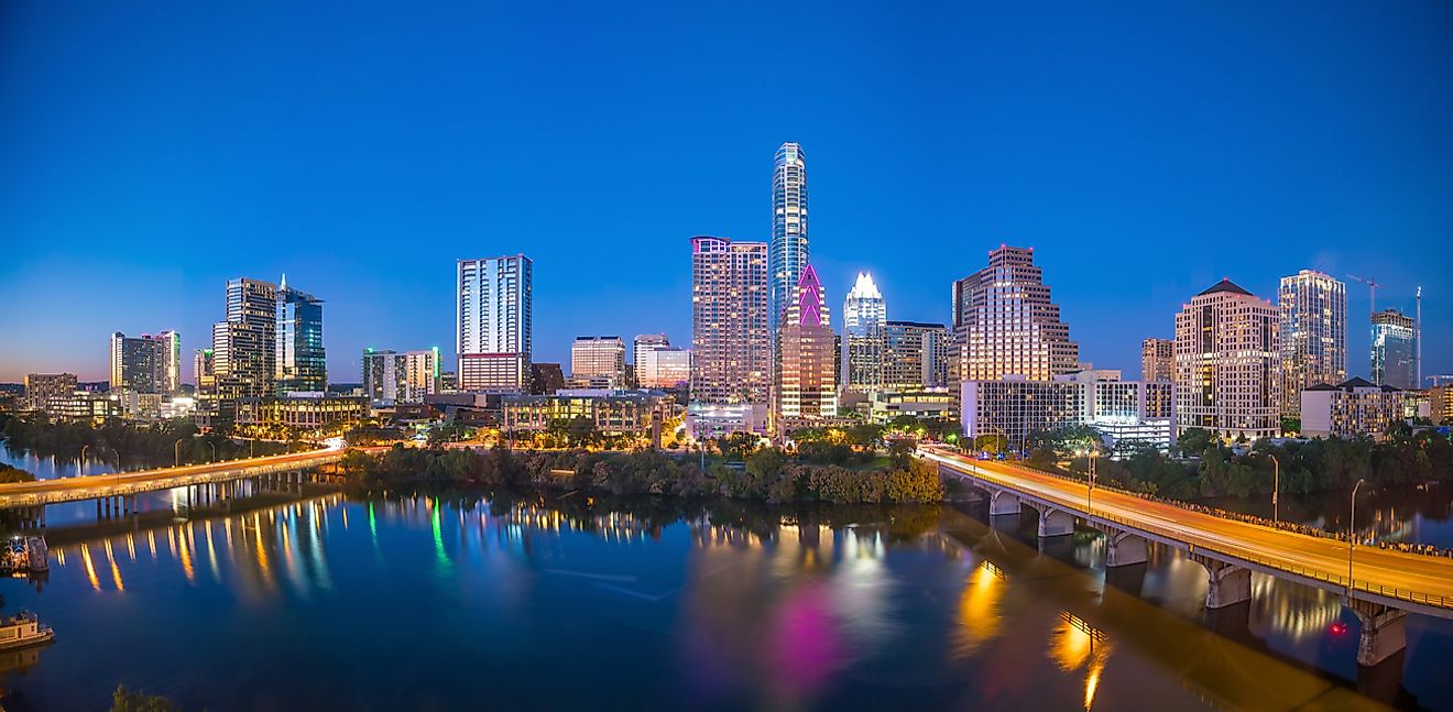 The skyline of downtown Austin, Texas.