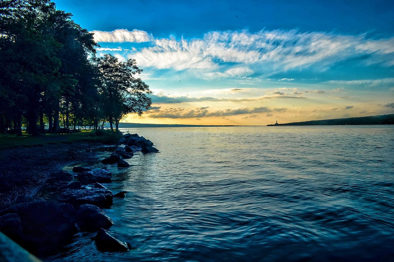 Sunset on Cayuga Lake in Ithaca, New York. 