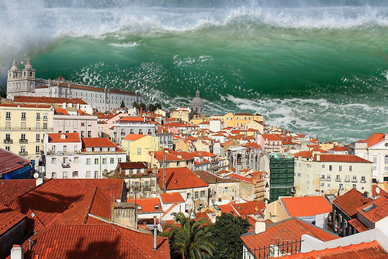 Tidal wave approaches Lisbon. 