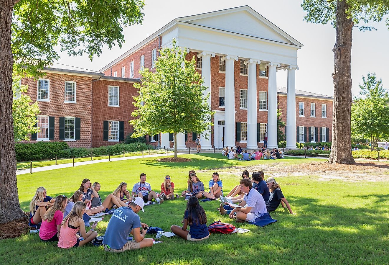 People gathered on the campus of the University of Mississippi in Oxford, Mississippi. Image credit Ken Wolter via Shutterstock