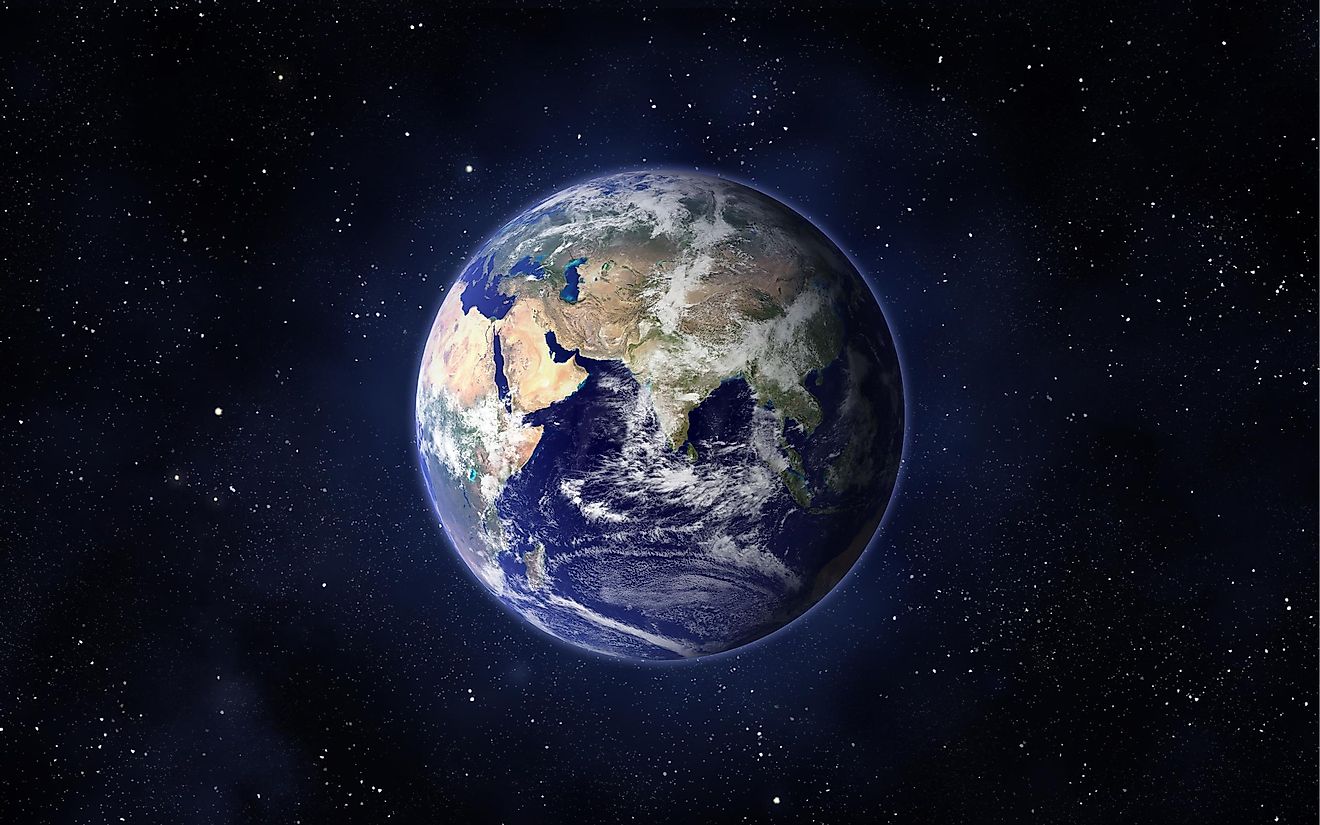 The eastern hemisphere of planet Earth. 