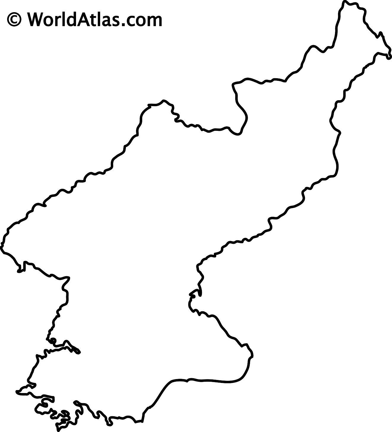 Blank Outline Map of North Korea