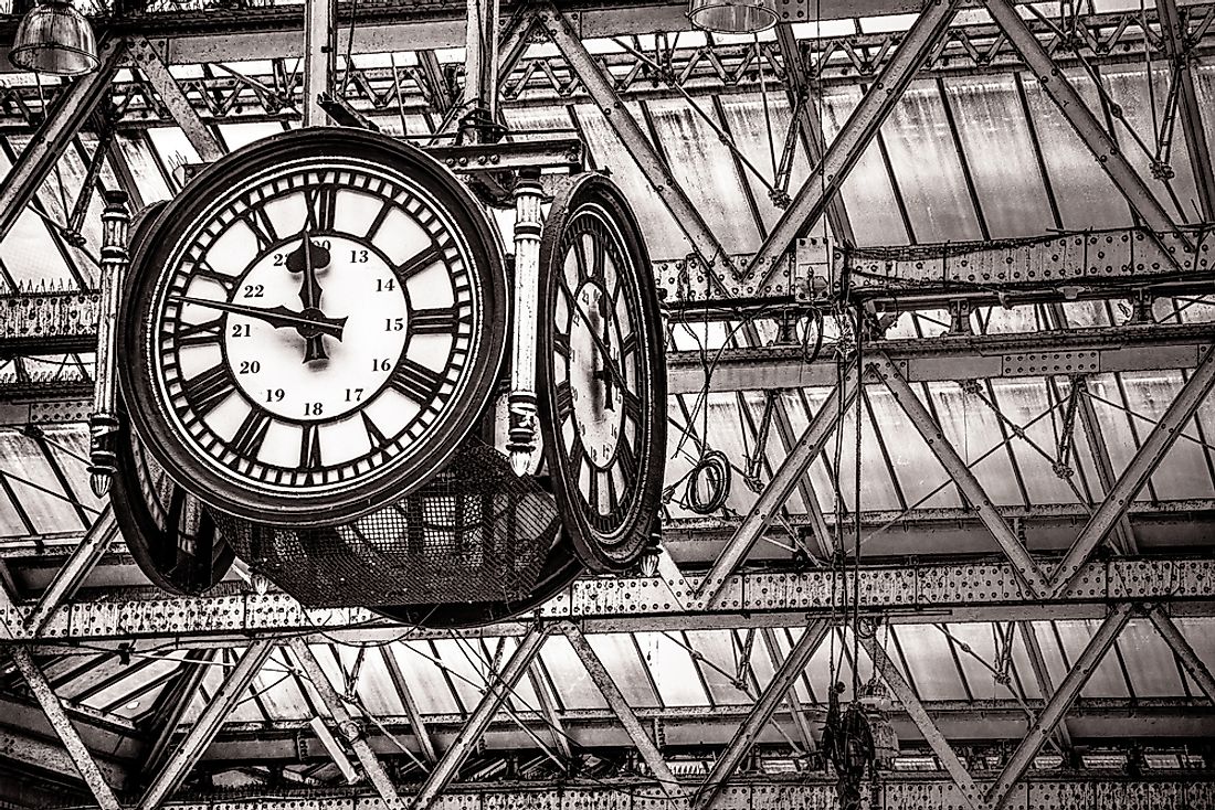 The clock in Waterloo Station - London's busiest. 