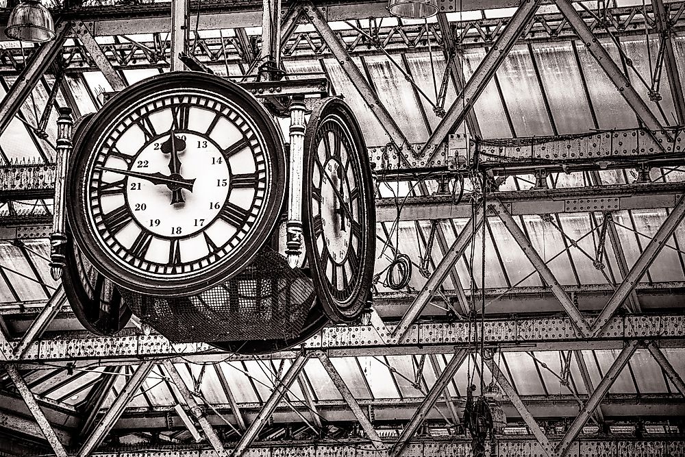 The clock in Waterloo Station - London's busiest. 