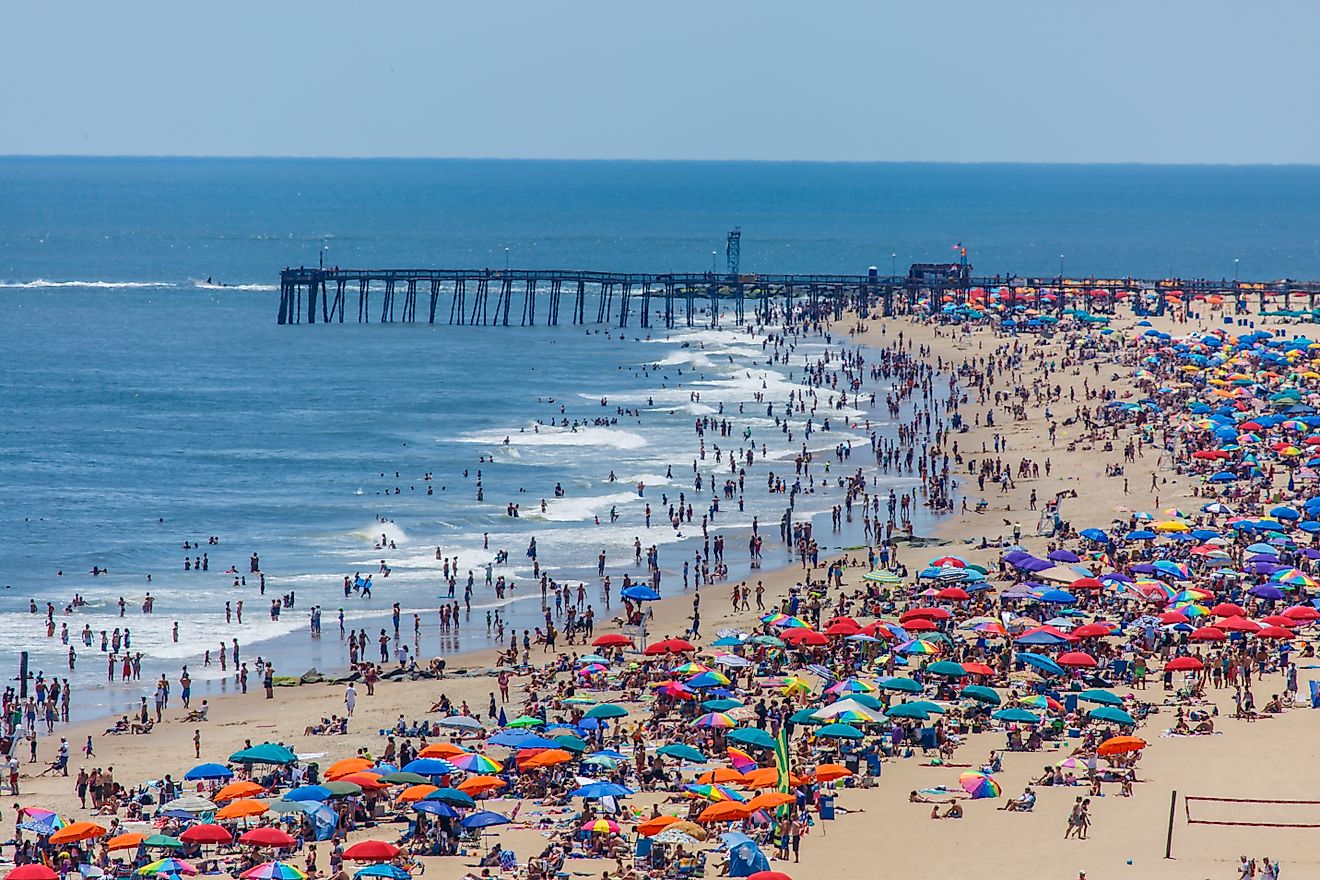 The crowded Ocean City beach in Fenwick Island.