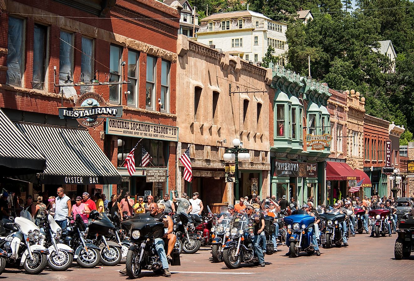 Sturgis, South Dakota town during the annual rally for bikers in the summer. Image credit Photostravellers via Shutterstock.com
