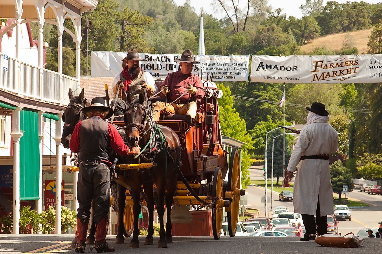 The Annual Black Bart Hold-up Reenactment at Sutter Creek, California.