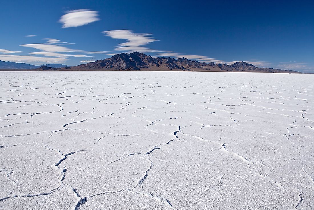 The evaporation of the pre-historic Bonneville Lake left a solid layer of salt behind, forming the present-day Bonneville Salt Flats.
