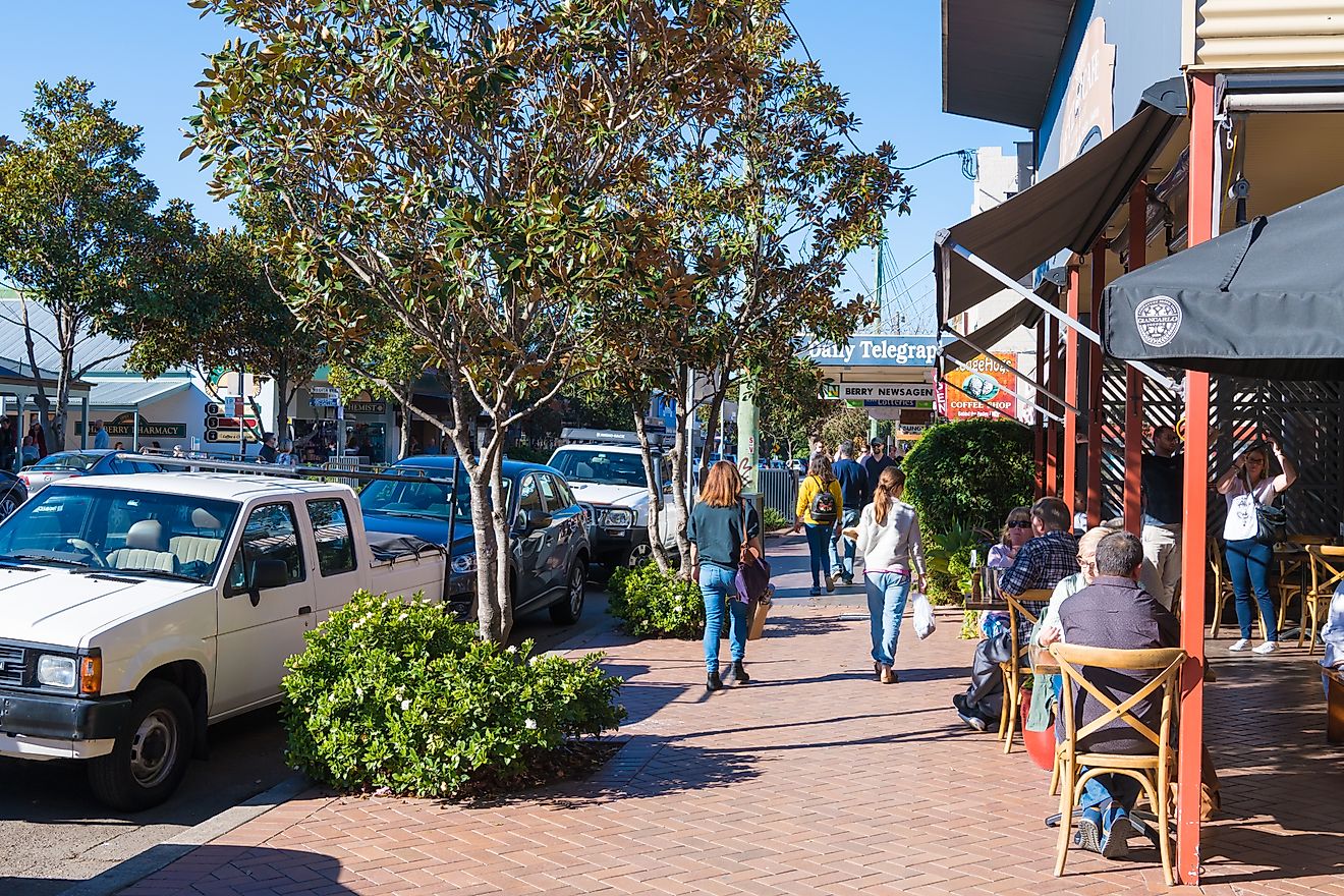 People enjoying the long weekend in the small historic country town of Berry, New South Wales, via Constantin Stanciu / Shutterstock.com