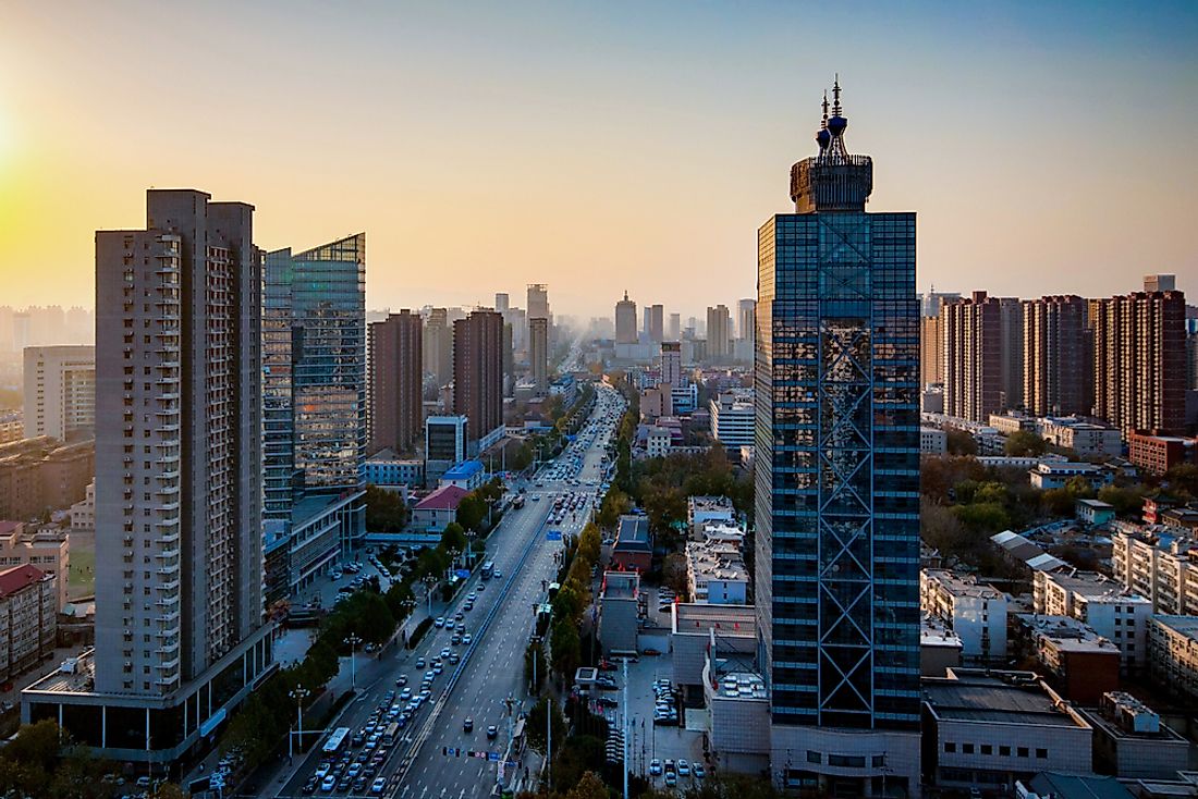 The cityscape of Shijiazhuang, China. 