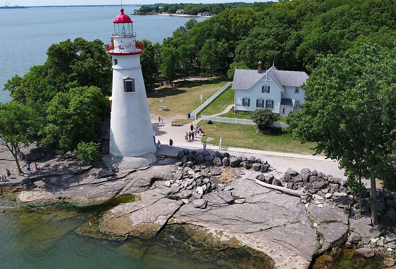 People at Marblehead, Ohio lighthouse.