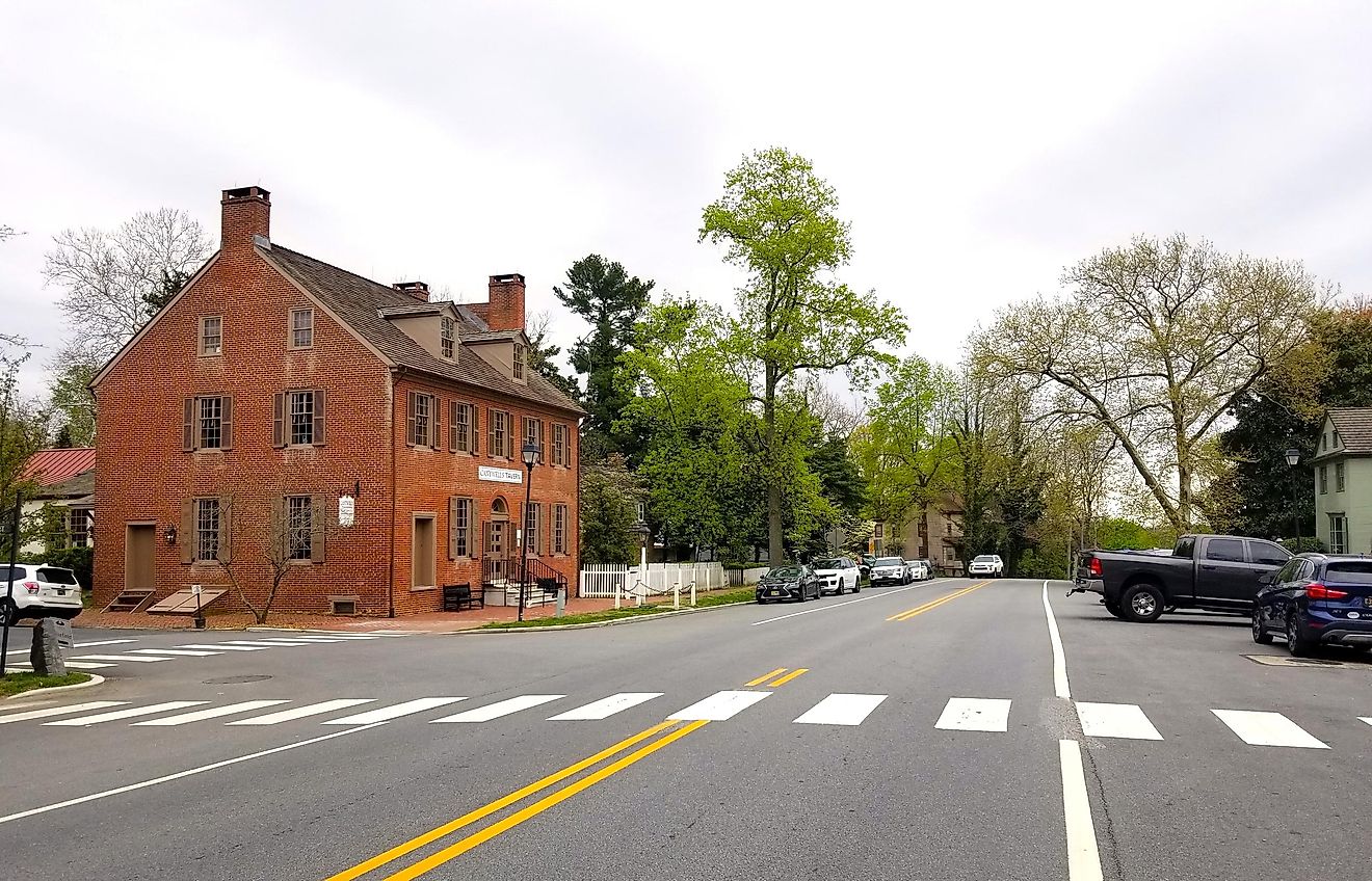Historic buildings on Main Street, Odessa, Delaware.