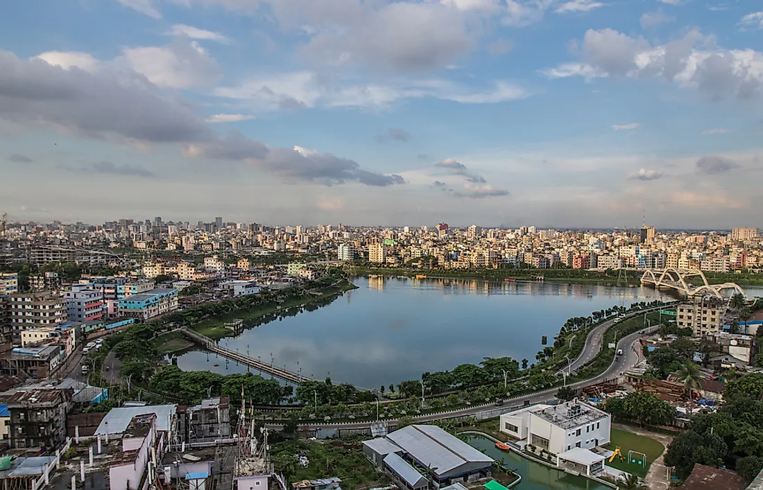 The skyline of Dhaka. 