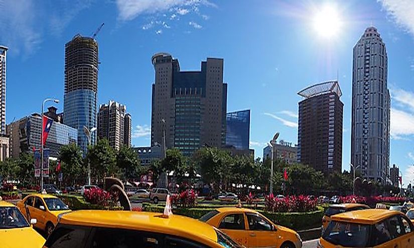 The skyline of New Taipei City, the biggest city in Taiwan.