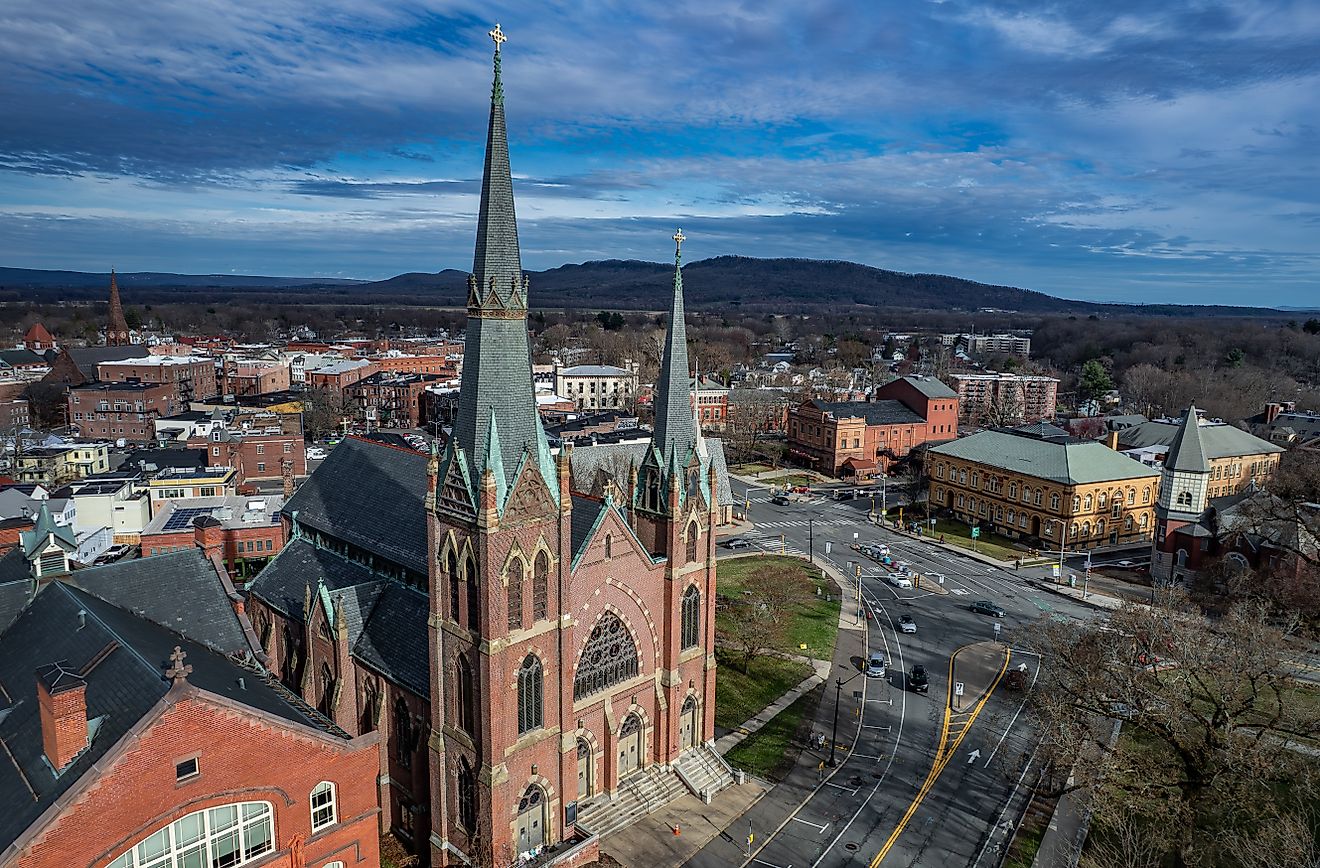 Aerial view of Northampton, Massachusetts.
