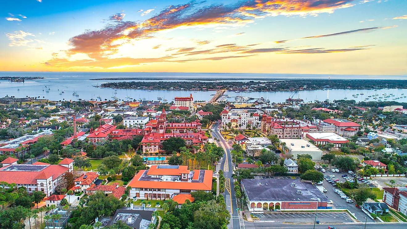 Aerial view of St Augustine, Florida.