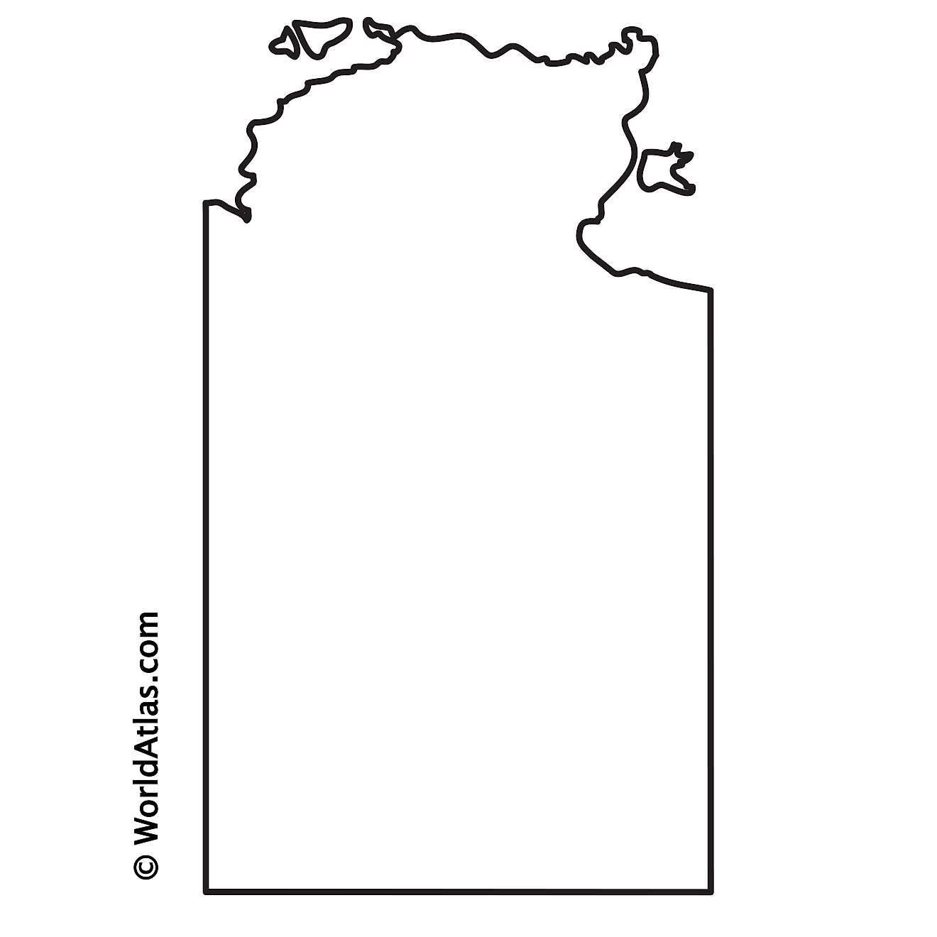 Blank Outline Map of Northern Territory