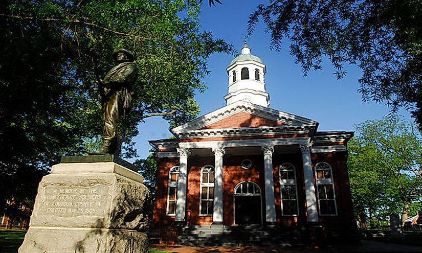 The courthouse in the center of historic Leesburg is the seat of government for Loudoun County, Virginia.