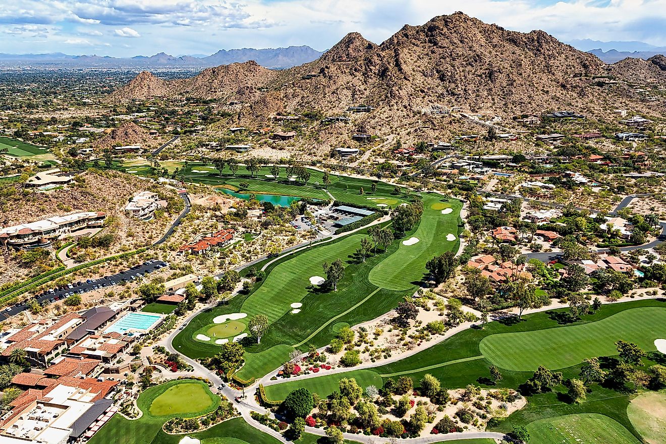 Aerial view of Paradise Valley, Arizona.