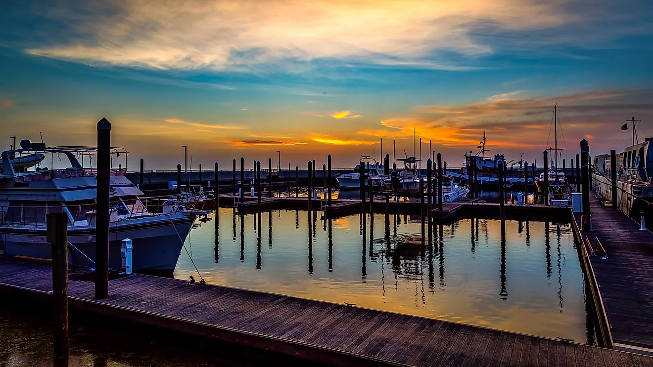 Boats on Lake Okeechobee, Florida.