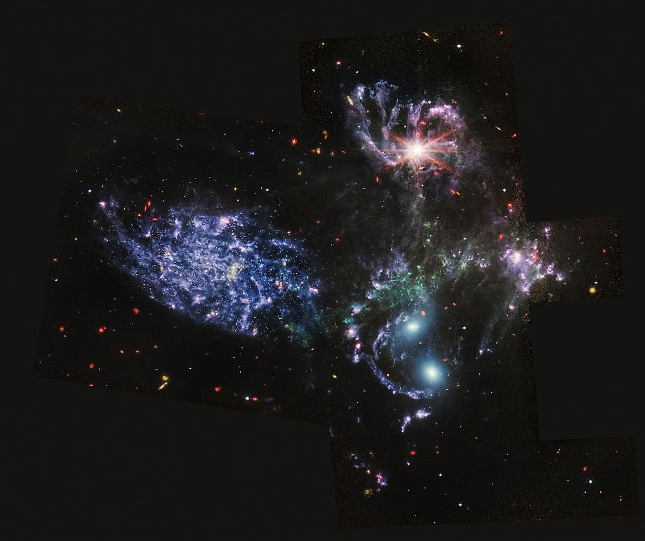 An image of Stephan's Quintet captured by the Webb telescope.