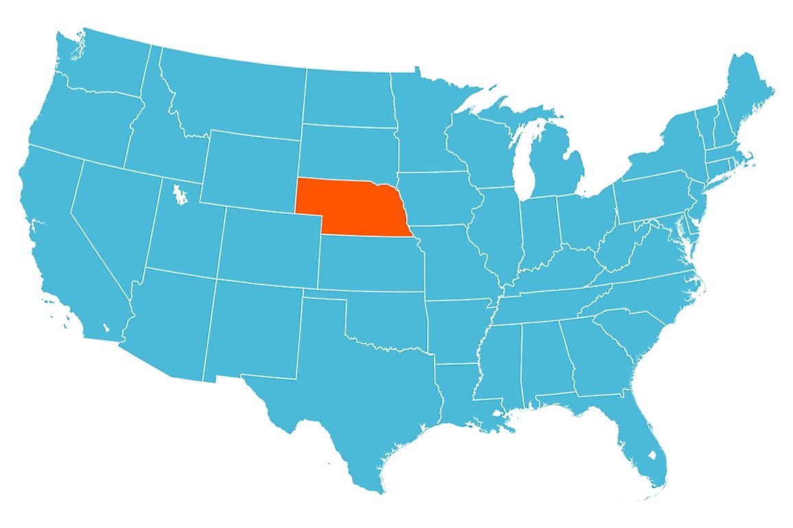 Nebraska is encircled by three states on either side from the nearest gulf, bay, or ocean. 
