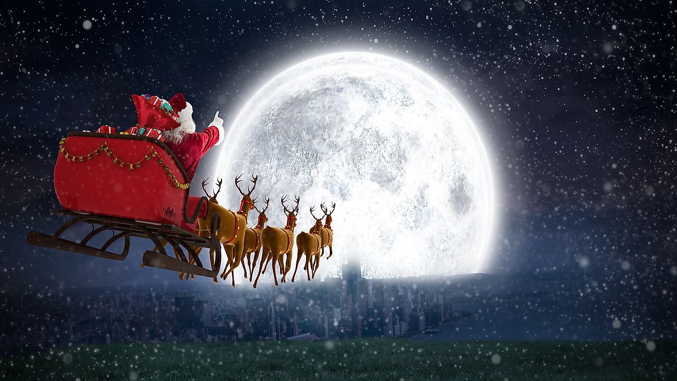 Are the reindeer accompanying Santa male or female?