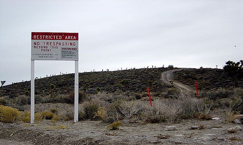  More details Area 51 border and warning sign stating that "photography is prohibited" and that "use of deadly force is authorized"