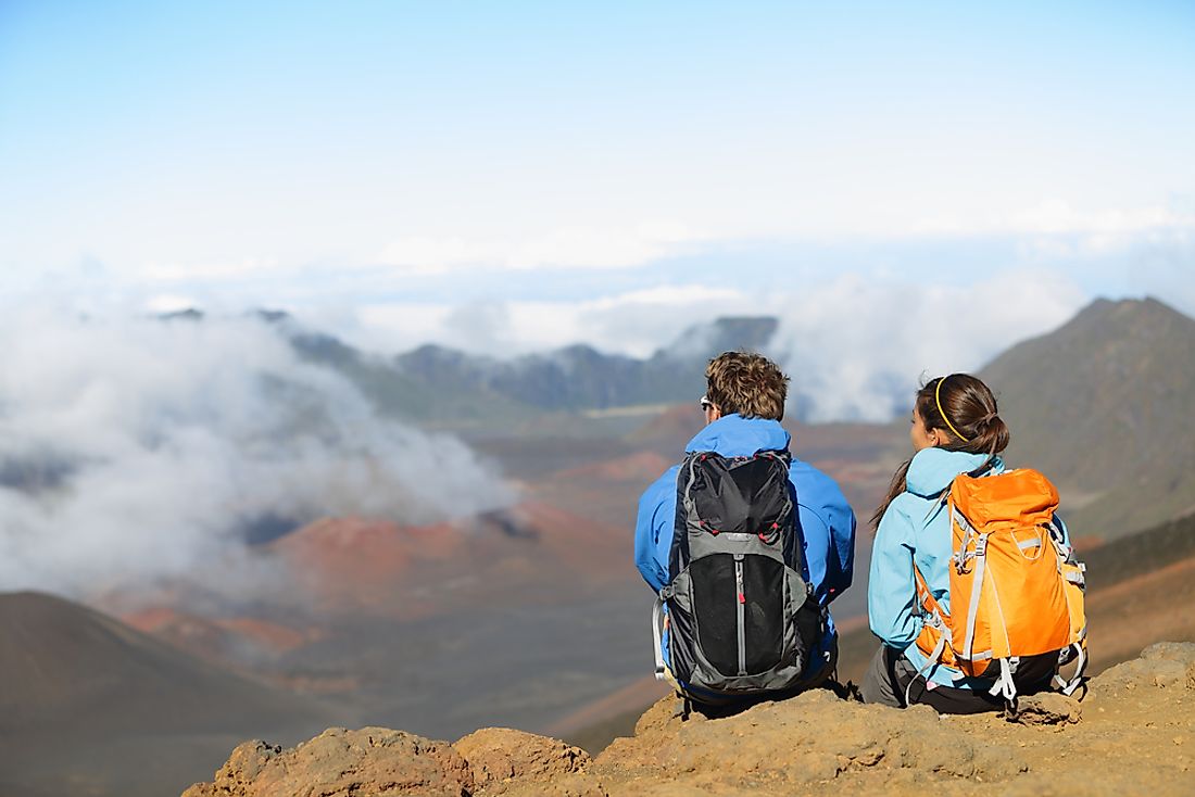 Hikers in Hawaii Volcanoes National Park. 