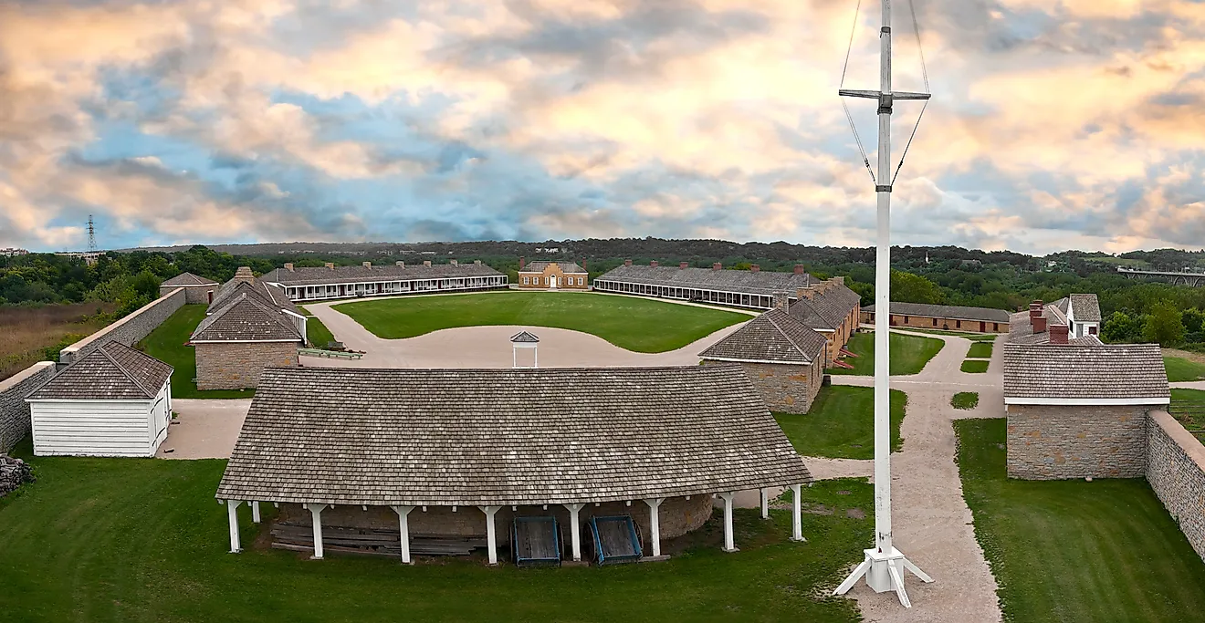 Aerial view of historic Fort Snelling, Minnesota.