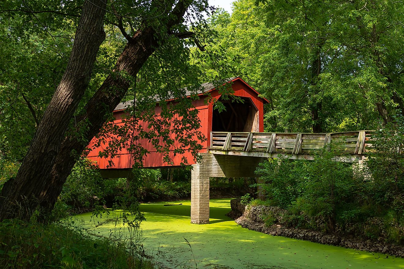 Sugar Creek Covered Bridge in Chatham, Illinois.