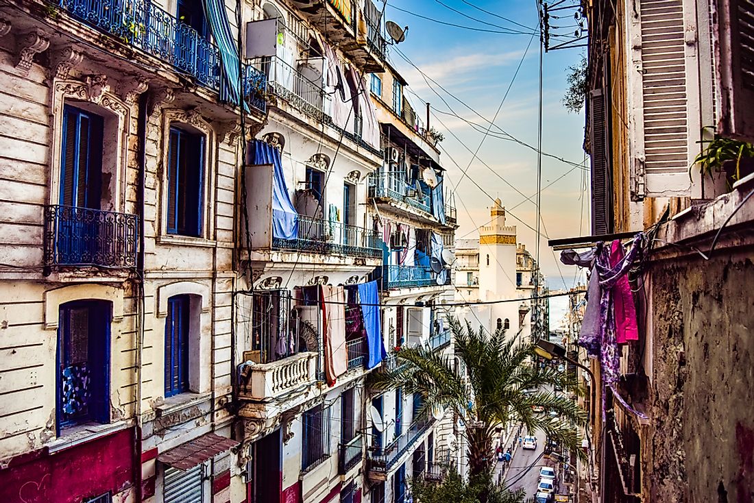 An inner-city neighborhood in Algiers, the capital city of Algeria. 