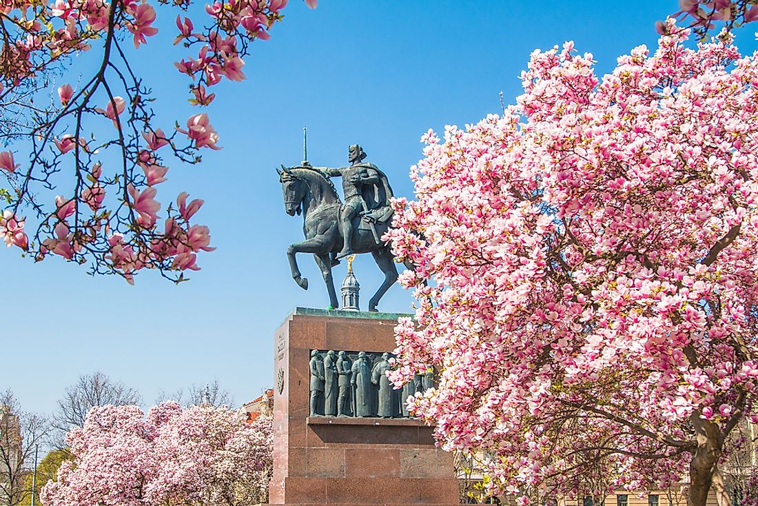 A statue of Tomislav of Croatia in Zagreb, Croatia. 