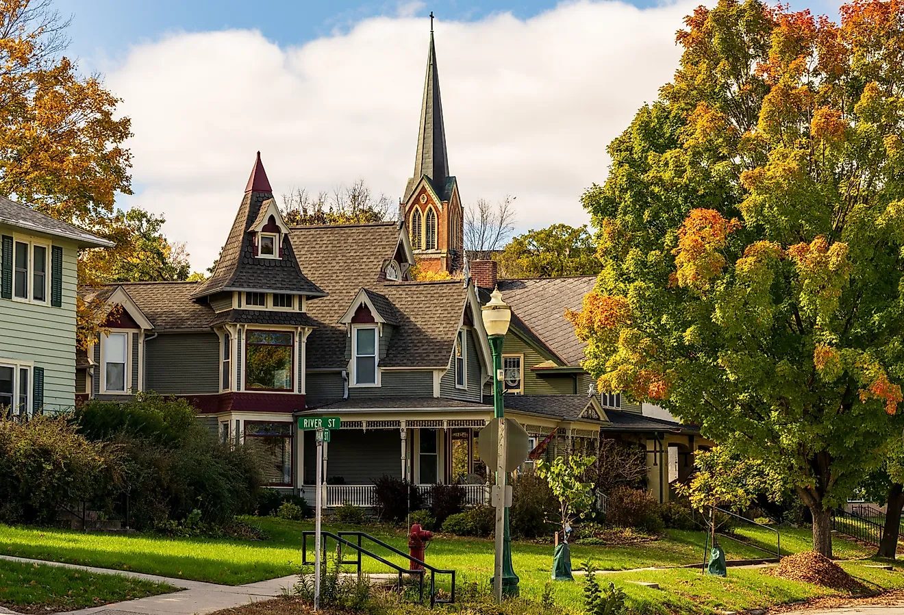 Ornate Victorian properties on Main Street in Decorah, Iowa. Image Credits: Steve Heap via Shutterstock