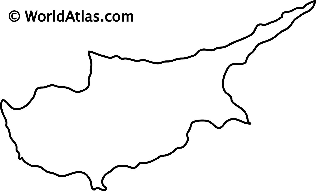 Blank Outline Map of Cyprus