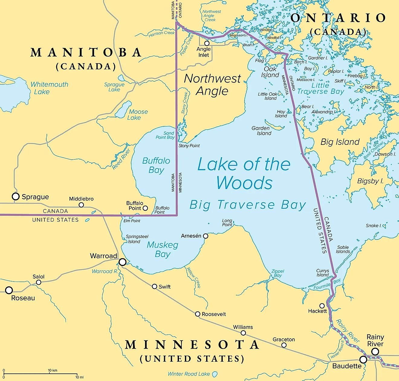 Northwest Angle, political map. 