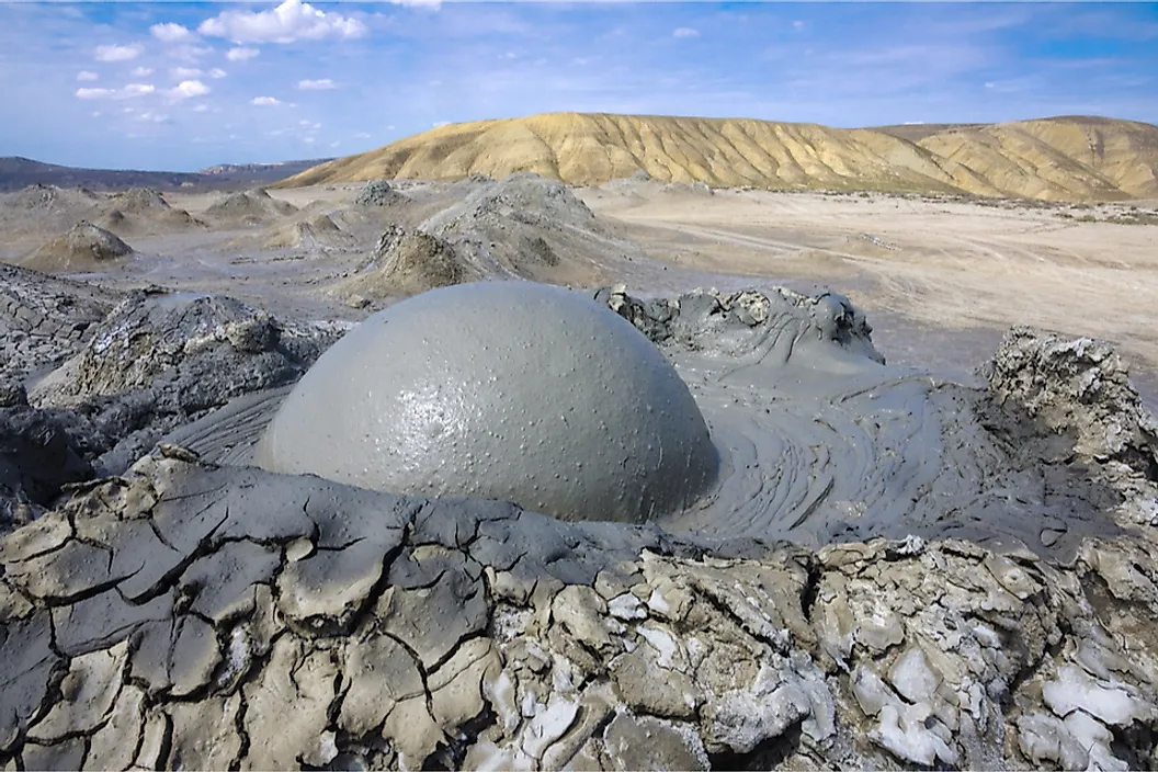 A mud volcano at Gobustan National Park in Azerbaijan.