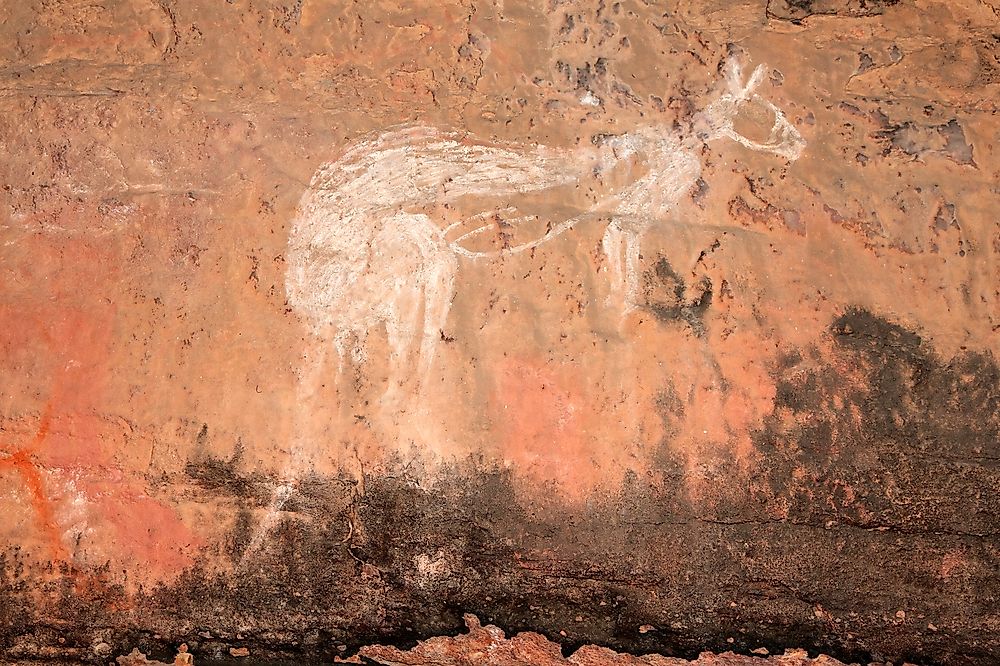 Aboriginal rock art of a kangaroo at Kakadu National Park, Australia.