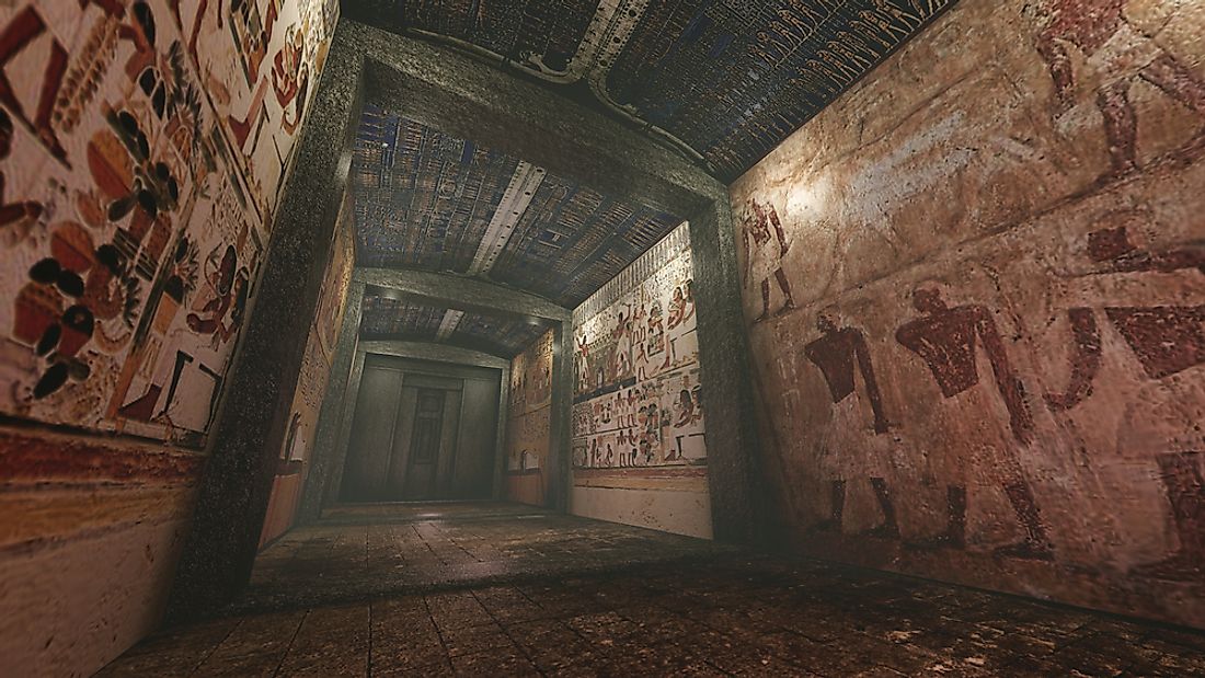 A 3D rendering of an Ancient Egyptian tomb. 