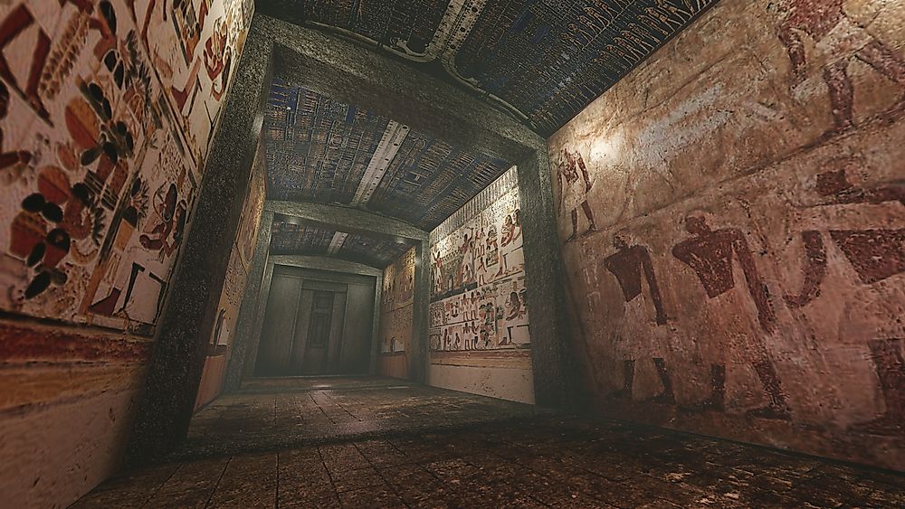 A 3D rendering of an Ancient Egyptian tomb.