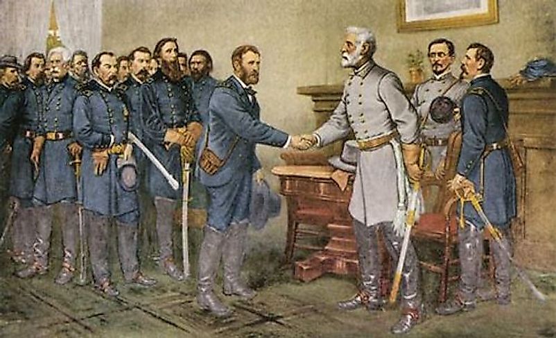 General Lee's surrender to General Grant marked the beginning of the end for the Confederate States.