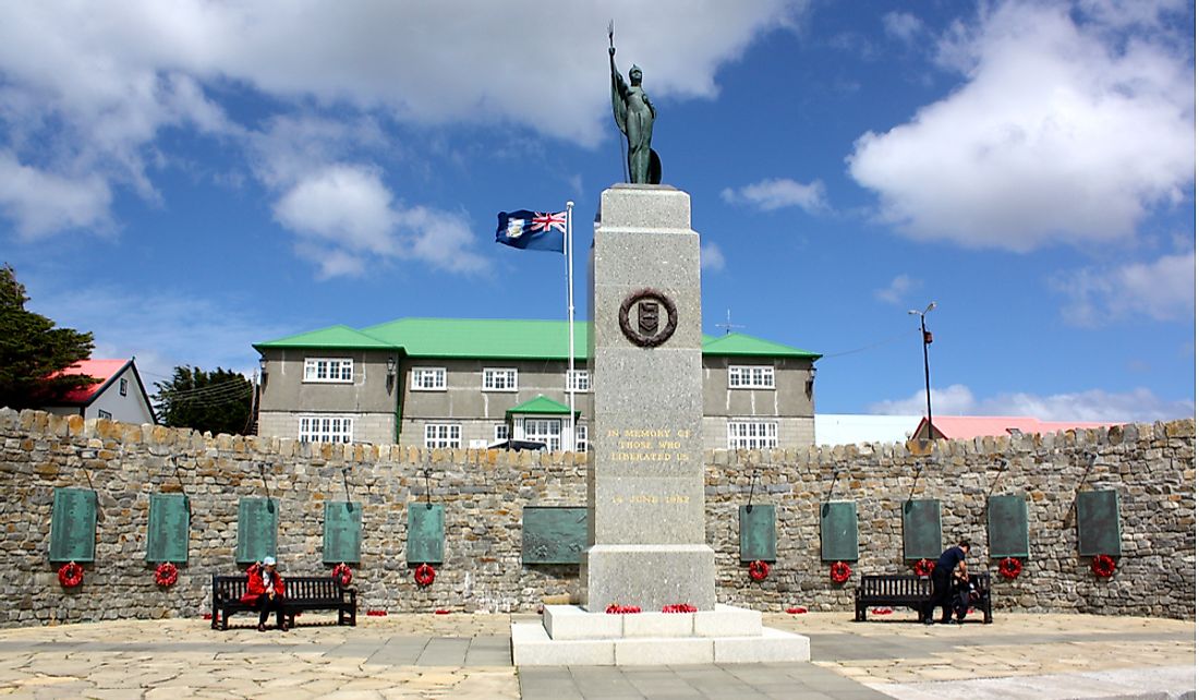 Falkland War memorial in Stanley, Falkland Islands.