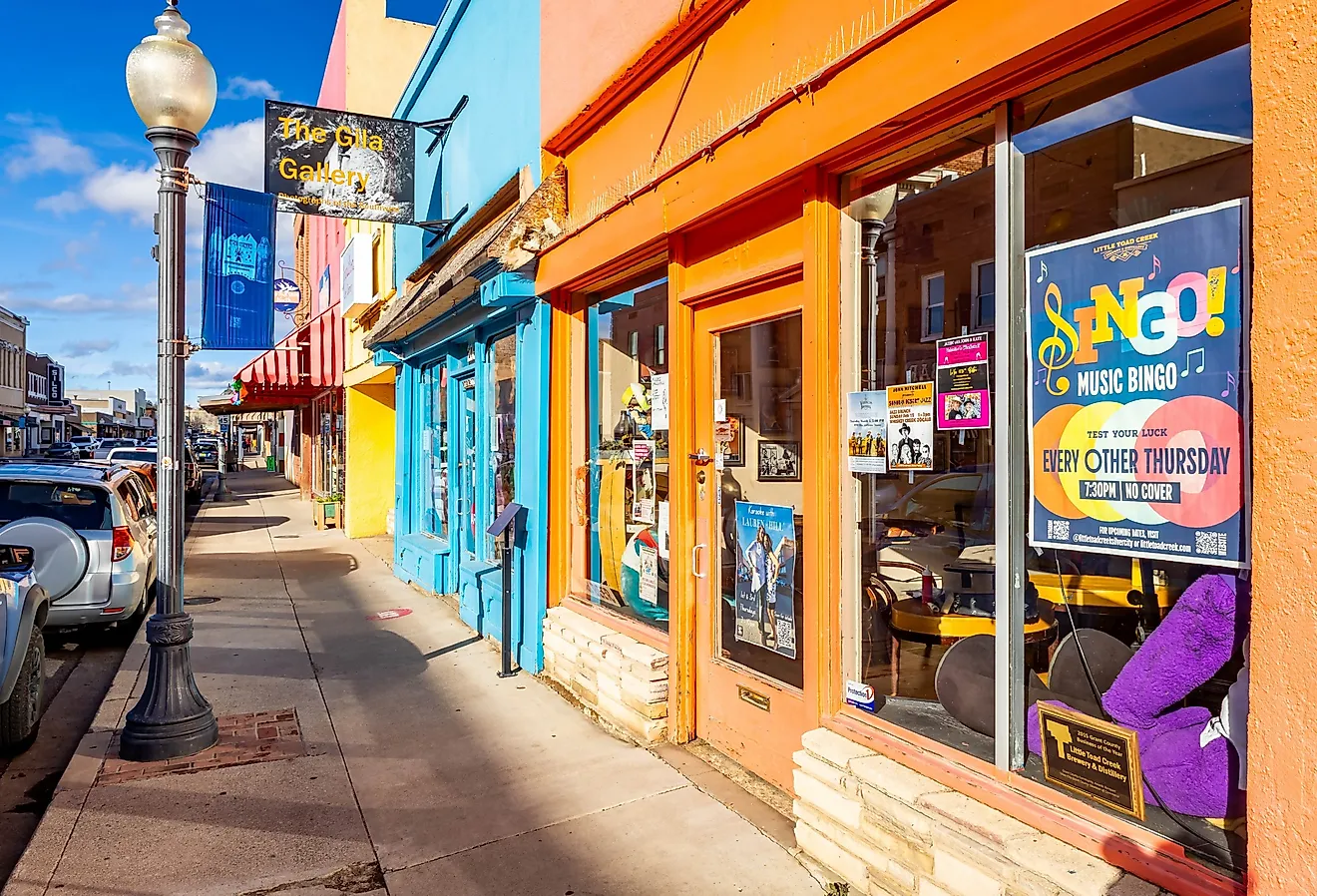 Charming streets lined with local businesses in Silver City, New Mexico. Editorial credit: Photo Spirit / Shutterstock.com