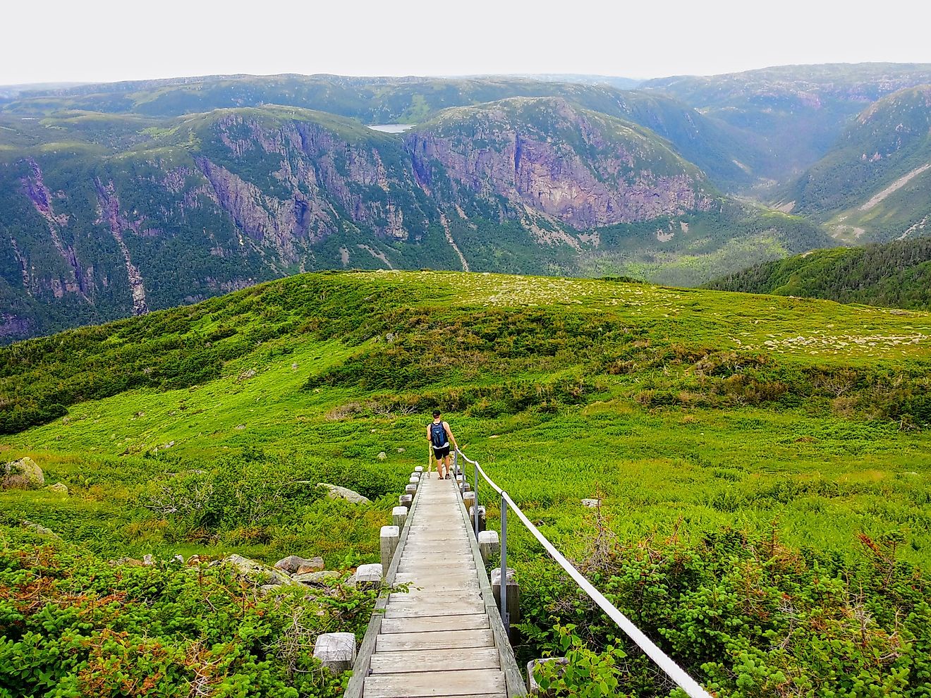 Hiking in beautiful Gros Morne National Park atop Gros Morne Mountain in Newfoundland and Labrador.