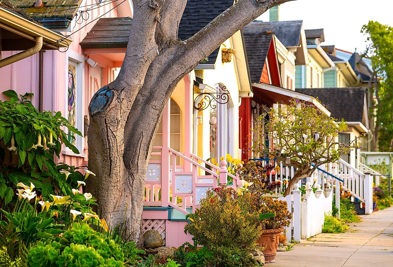 Quaint, colorful homes in Carmel-By-The-Sea, California.