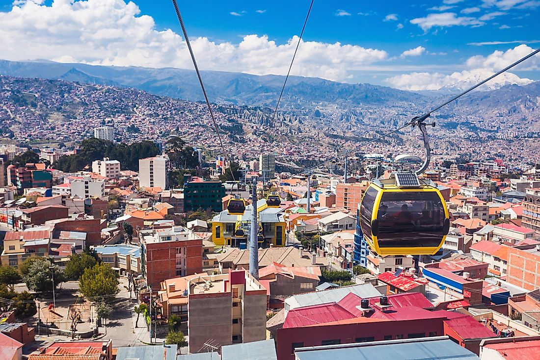 Cable cars over La Paz. 