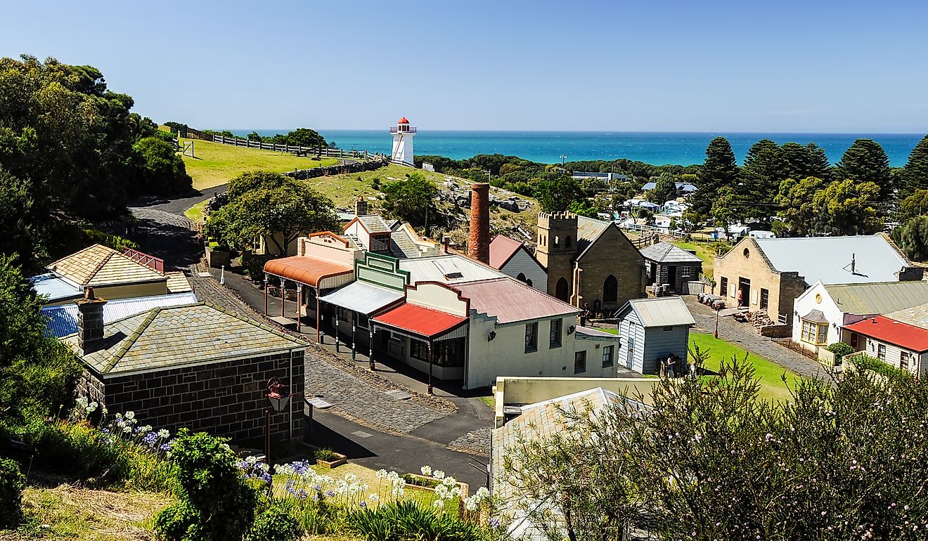The lighthouse at Warrnambool. Australian Pacific coast.