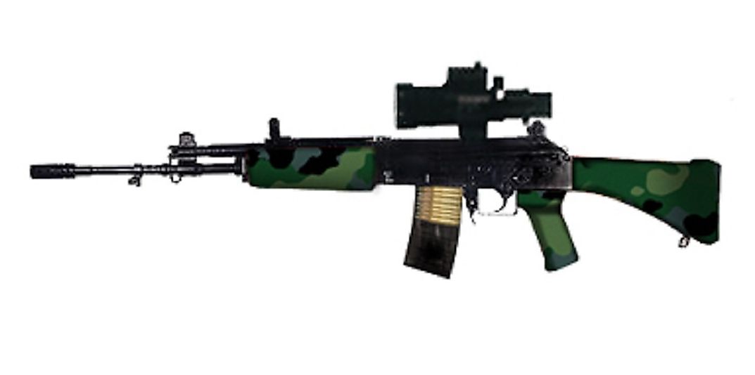 The Indian Small Arms System light machine gun and assault rifle is the primary service rifle of the Indian Armed Forces.