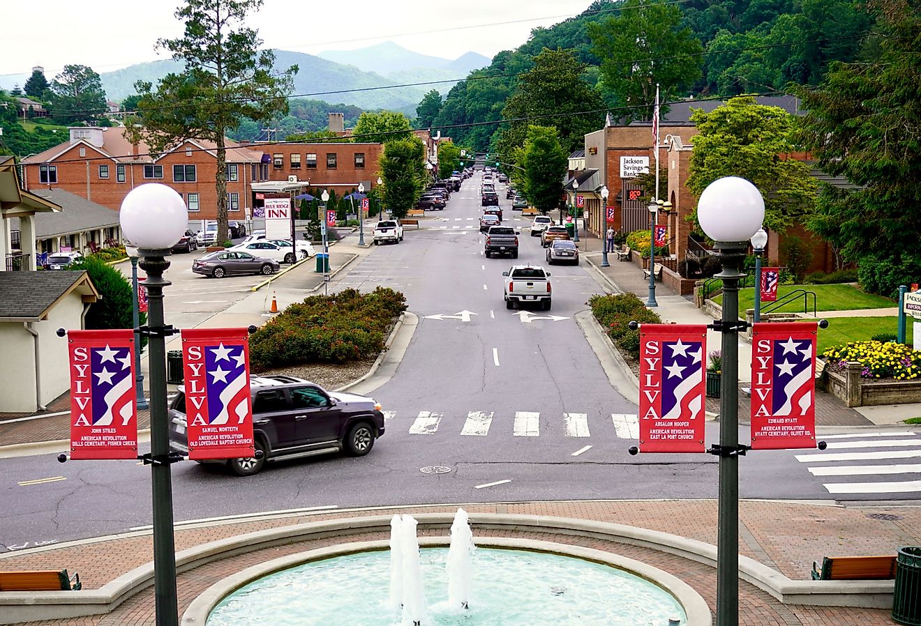 View from historic Courthouse stairs in Sylva, North Carolina. Image credit EWY Media via Shutterstock